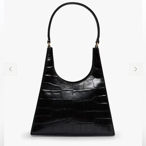 STAUD Black Croc Embossed Rey Bag